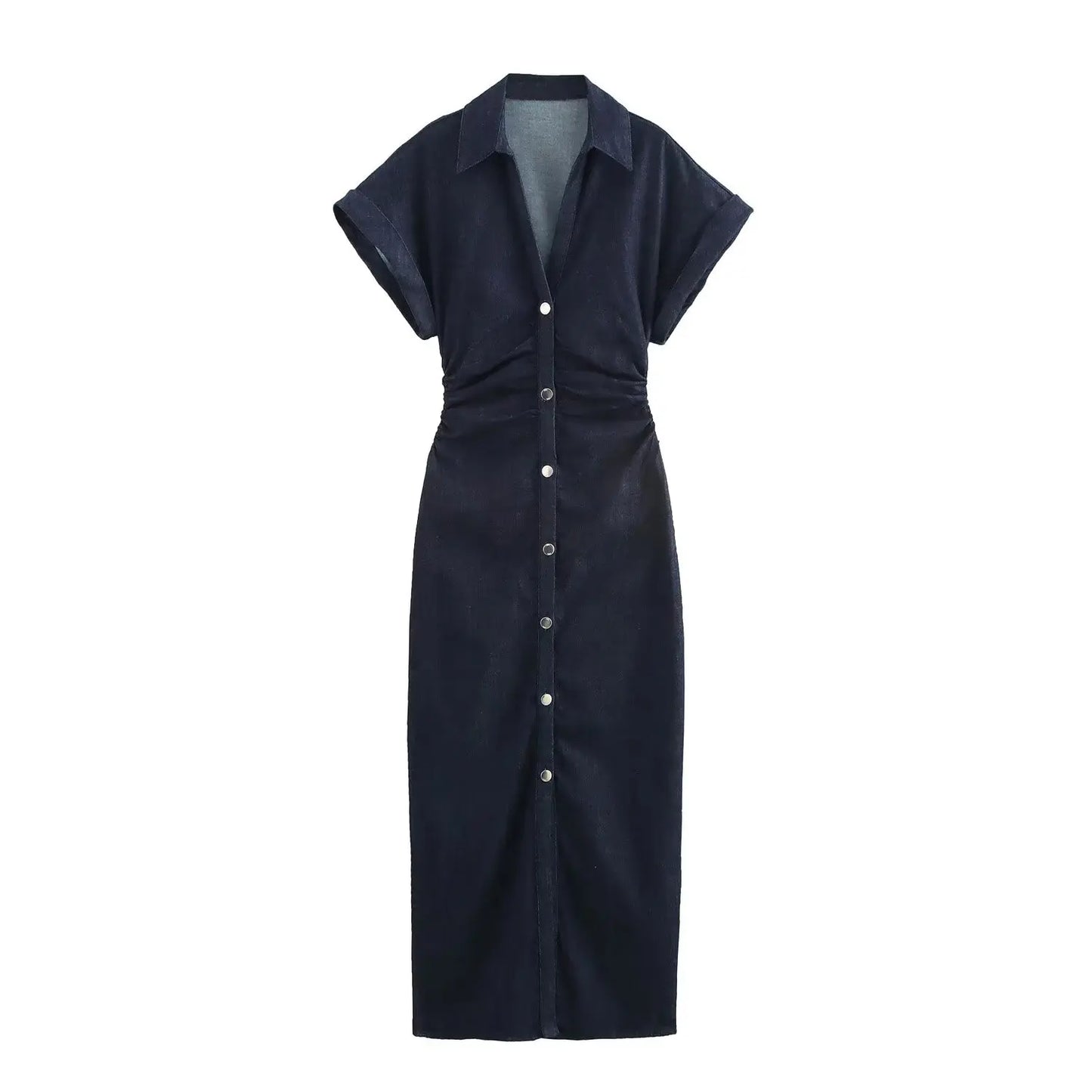 Vestido MIDI vaquero con costura lateral de la serie ETJ 2025 traf Primavera Nueva 1975