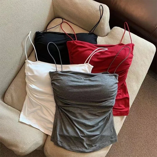 New Women's Halter Top Summer Korean Style Trend Fashion Built-In
